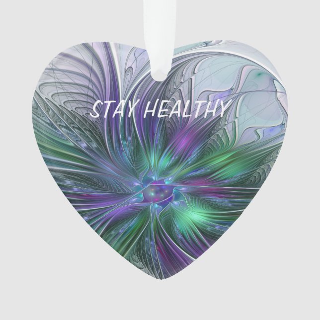 Adorno Flor verde morada Moderna Resumen arte fractal (Anverso)