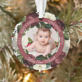 Adorno Floral borgoña Wreath Babys primera foto de Navida