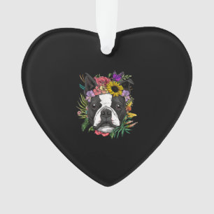 Adorno Floral Boston Terrier Perro Primavera Naturaleza P