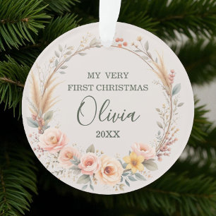 Adorno Floral de flores silvestres bebé primera Navidad p