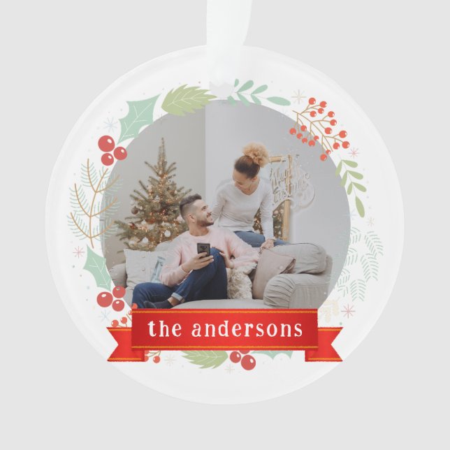 Adorno Floral Elegante Nuestra Primera Navidad como Sr. y (Anverso)