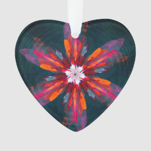 Adorno Floral Mandala Flores Naranja Azul Rojo Resumen