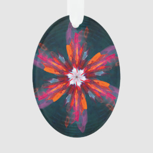Adorno Floral Mandala Flores Naranja Azul Rojo Resumen