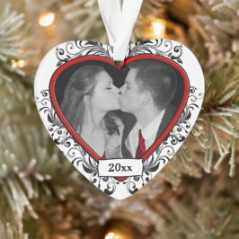 Adorno Floral negra/roja recién casada Primera Navidad