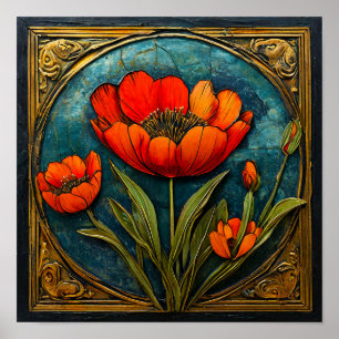 🌺 Adorno Floral Rojo Elegante Decoración Barroca