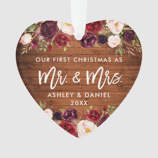 Adorno Floral ruidosa de Borgoña Primer Boda de Navidad (Anverso)