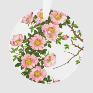 Adorno Flores de cerezo japonesas vintage, rosa y oro