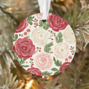 Adorno Flores Rosadas Crema Rojas