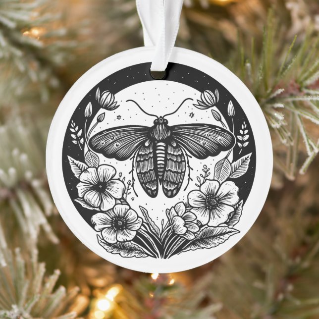 Adorno Flores y polillas académicas oscuras (Árbol)