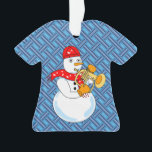 Adorno Flugelhorn Snowman<br><div class="desc">Un jugador de volante de snowman usando un pañuelo para notas musicales es un divertido diseño de cuerno para músicos,  profesores de música y estudiantes en concierto y banda de marcha.</div>