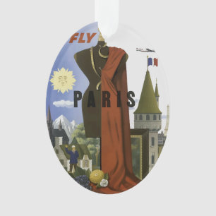 Adorno Fly Paris Francia Vintage Travel Poster