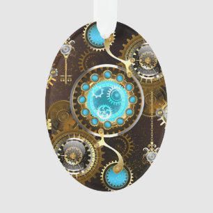 Adorno Fondo oxidado steampunk con lentes turquesas