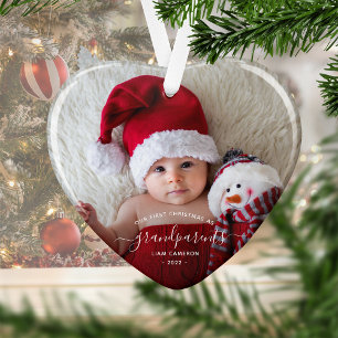 Adorno Foto Abuelos Primera Navidad Escritura Blanca