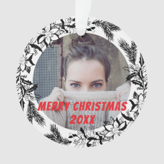 Adorno Foto: Black Merry Christmas Personalizado