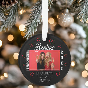 Adorno  Foto Corazones Negros y Rojos Besties Navidad