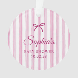 Adorno Foto de baby shower con rayas pintadas de rosa pál