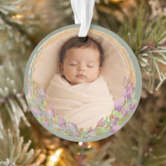 Adorno Foto de bebé personalizada con acuarela original d