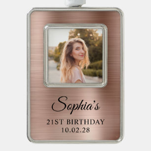 Adorno Foto de cumpleaños 21 con foil de oro rosa