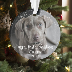 Adorno Foto de gato de perro mascota mi primera Navidad m