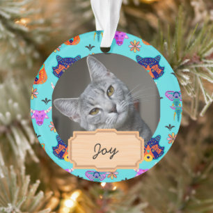Adorno Foto de gato personalizada vacaciones de Navidad a