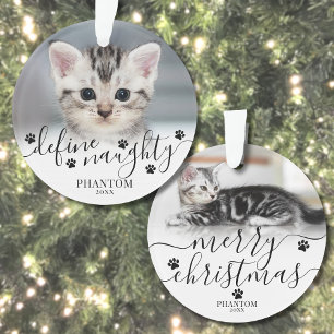 Adorno Foto de gato travieso define Navidad