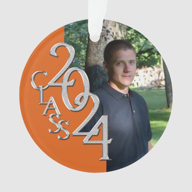 Adorno Foto de graduación de Naranja y plata 2024 (Anverso)
