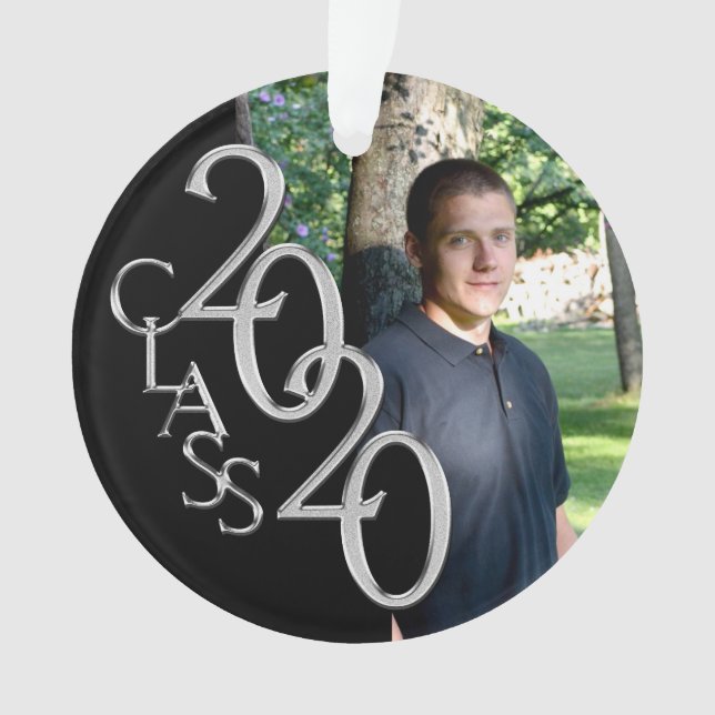 Adorno Foto de graduación en azul negro y plata 2020 (Anverso)