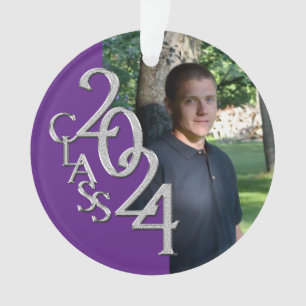Adorno Foto de graduación en morado y plata 2024
