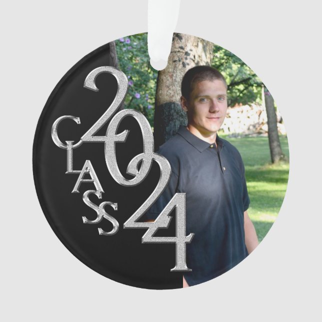 Adorno Foto de graduación en negro y plata 2024 (Anverso)