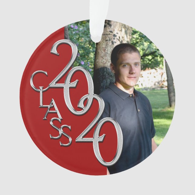 Adorno Foto de graduación en rojo y plateado 2020 (Anverso)