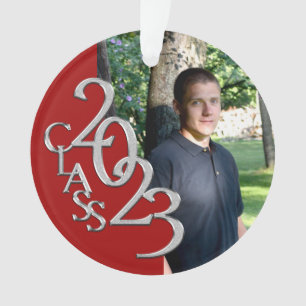 Adorno Foto de graduación en rojo y plateado 2023