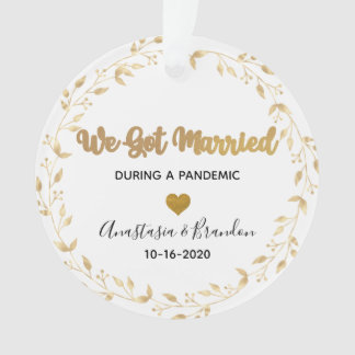 Adorno Foto De Hoja De Oro Casada Durante Navidades Pandé