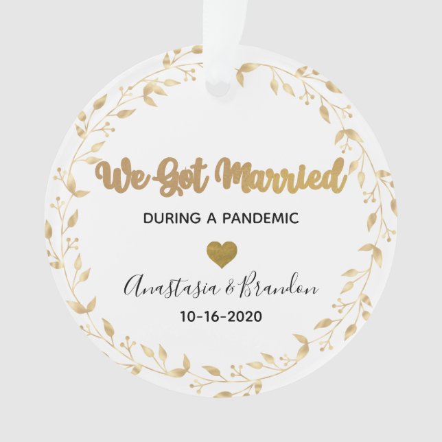 Adorno Foto De Hoja De Oro Casada Durante Navidades Pandé (Anverso)