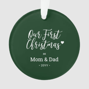 Adorno Foto de la primera Navidad de mamá y papá en verde