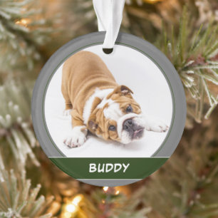 Adorno Foto de mascota moderna de Navidad cachorro de per