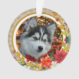 Adorno Foto de mascota personalizada "Amor" con brillo do