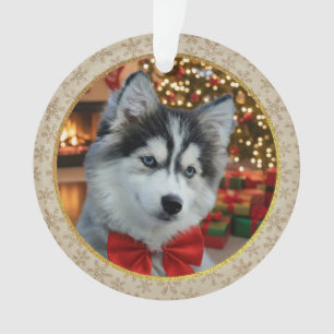 Adorno Foto de mascota personalizada "Amor" con brillo do