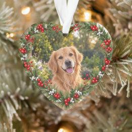 Adorno Foto de mascota personalizada Navidad Corona de Ac