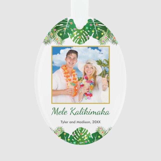Adorno Foto de Mele Kalikimaka Navidades tropicales hawai (Anverso)