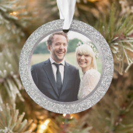 Adorno Foto de Navidades casados de Purpurina y plata