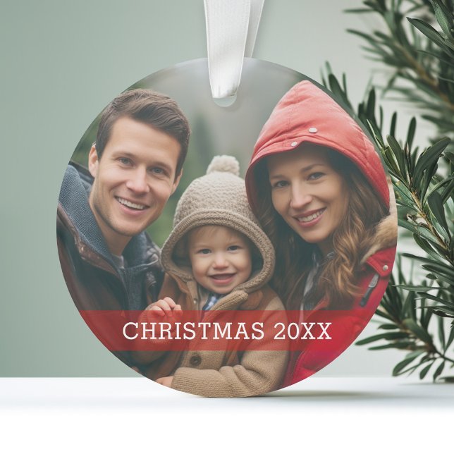 Adorno Foto de Navidades modernos y simples (Personalized Photo Ornament - )