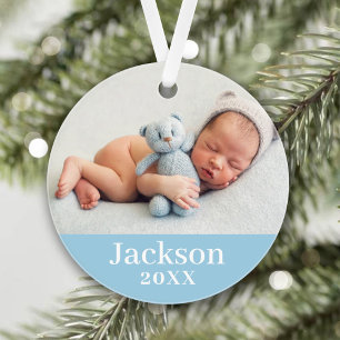 Adorno Foto de nombre personalizado de Blue Baby Boy