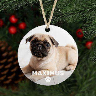 Adorno Foto de perro con nombre personalizado y huella de