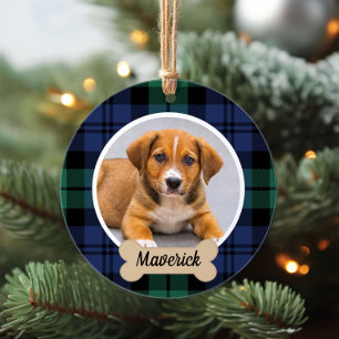 Adorno Foto de perro con tartán Plaid Black Watch en Navi