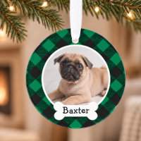 Foto de perro de Navidad con cuadros de búfalo ver
