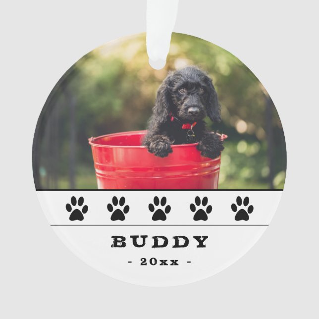 Adorno Foto de perro lindo Black Paws Holiday Keepsake (Anverso)
