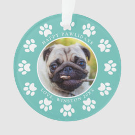 Adorno Foto de perro personalizada de Happy Pawlidays en 
