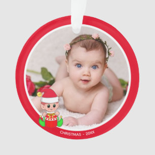 Adorno Foto de personalizado bebé con Navidades Elf
