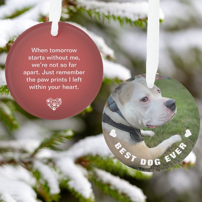 Adorno Foto de poema de perro Mascota recuerdo rojo Keeps (Dog Pet Poem Photo Red Memorial Keepsake Ornament)