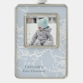 Adorno Foto de ramas nevadas azules y blancas